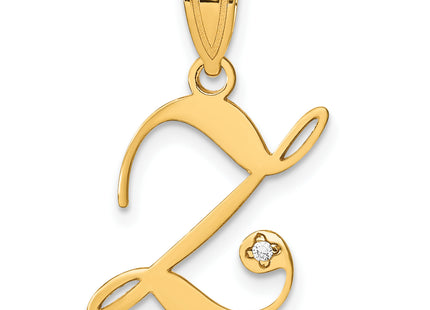 14KY Script Letter Initial Pendant with Diamond