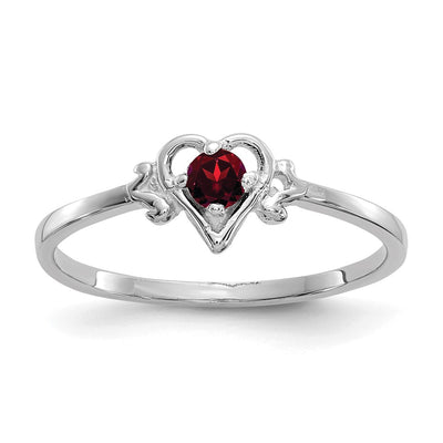 14K white gold garnet birthstone ring