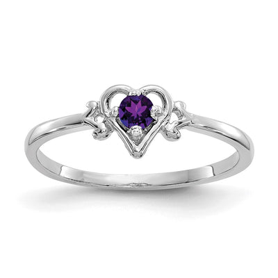 14K white gold amethyst birthstone ring