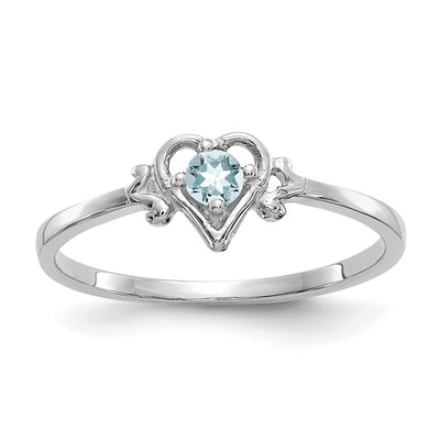 14K white gold aquamarine birthstone ring
