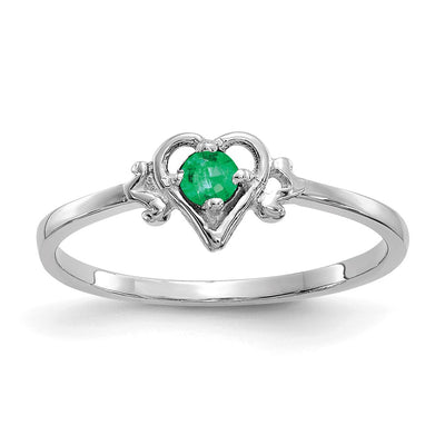 14K white gold emerald birthstone ring