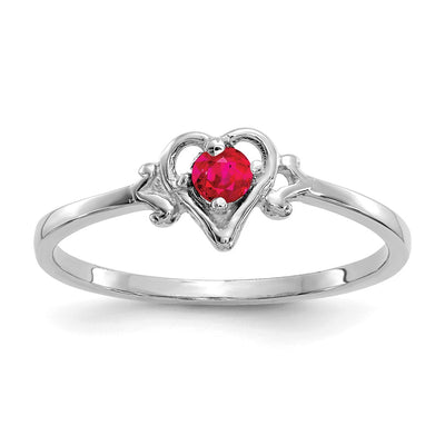 14K white gold ruby birthstone ring