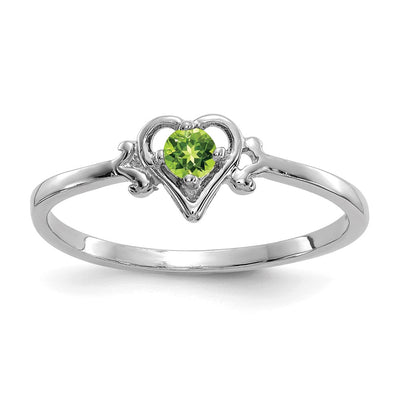 14K white gold peridot birthstone ring