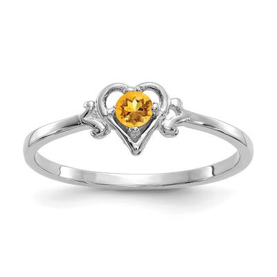 14K white gold citrine birthstone ring