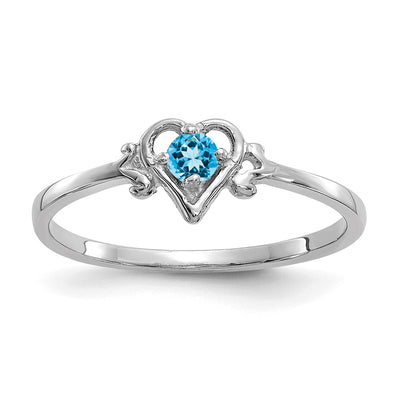 14K white gold blue topaz birthstone ring
