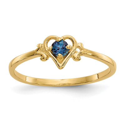 14K gold alexandrite birthstone ring, synthetic stone