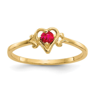 14K Ruby Birthstone Heart Ring