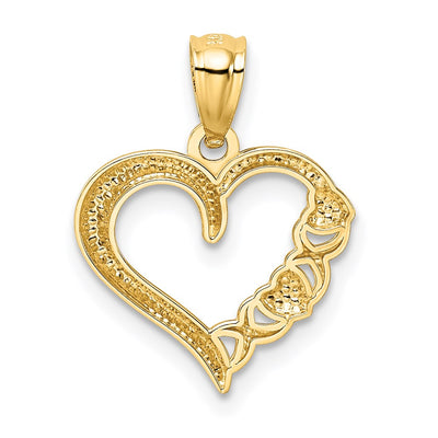 14K White Gold/White Rhodium Polished Heart and -X- Pendant