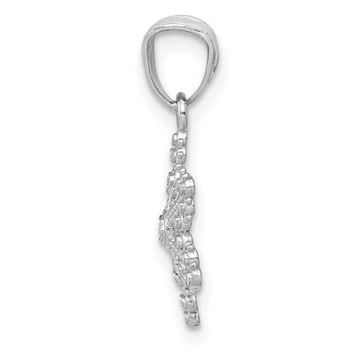 14K White Gold Snowflake Pendant, 18 x 10mm