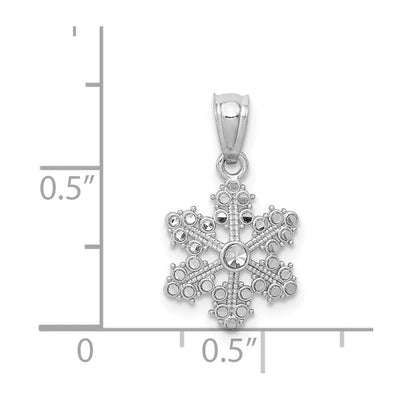 14K White Gold Snowflake Pendant, 18 x 10mm