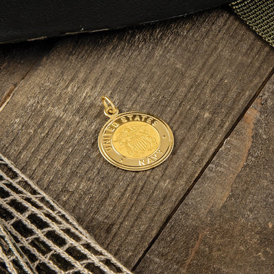 14K U.S. NAVY Insignia Disc Pendant