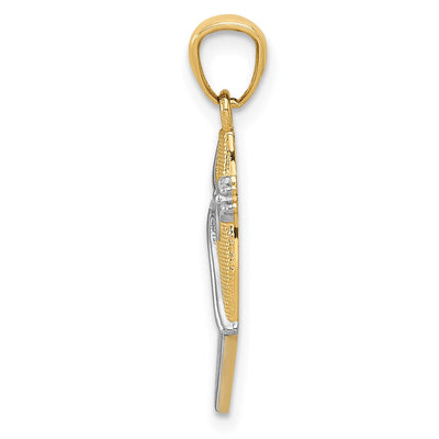 14K w/Rhodium Ballet Shoe Pendant