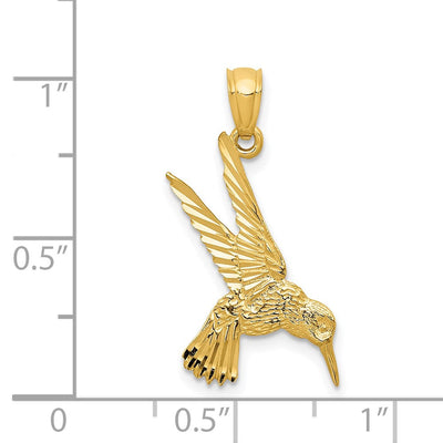 14K Hummingbird Pendant, 25 x 13mm