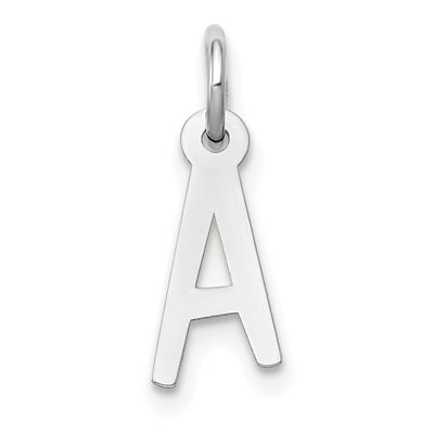 14K White Gold Small Slanted Block Letter Initial Charm