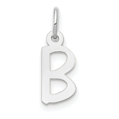 14K White Gold Small Slanted Block Letter Initial Charm