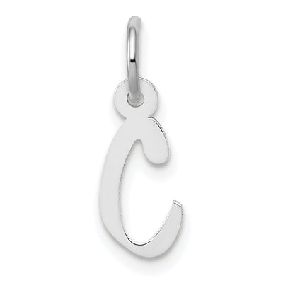 14K White Gold Small Slanted Block Letter Initial Charm