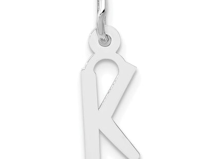 14k White Gold Small Slanted Block Letter Initial Charm