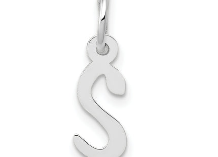 14k White Gold Small Slanted Block Letter Initial Charm