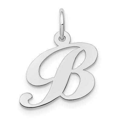 14K White Gold Small Fancy Script Letter Initial Charm