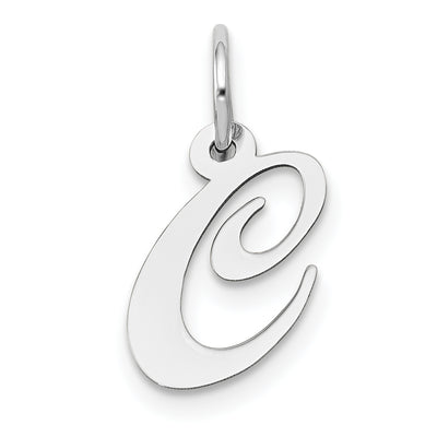 14K White Gold Small Fancy Script Letter Initial Charm