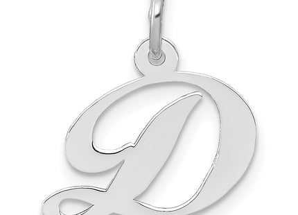 14k White Gold Small Fancy Script Letter Initial Charm