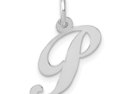 14k White Gold Small Fancy Script Letter Initial Charm