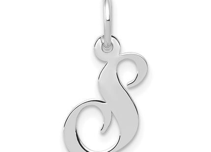 14k White Gold Small Fancy Script Letter Initial Charm