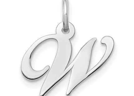 14k White Gold Small Fancy Script Letter Initial Charm