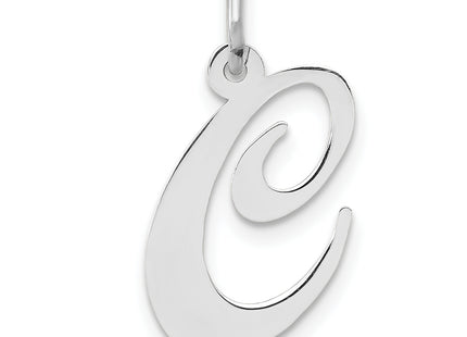 14k White Gold Medium Fancy Script Letter Initial Charm