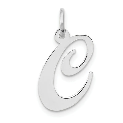 14K White Gold Medium Fancy Script Letter Initial Charm