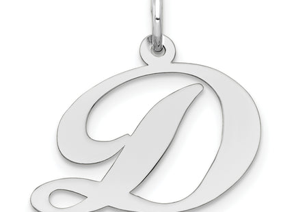 14k White Gold Medium Fancy Script Letter Initial Charm