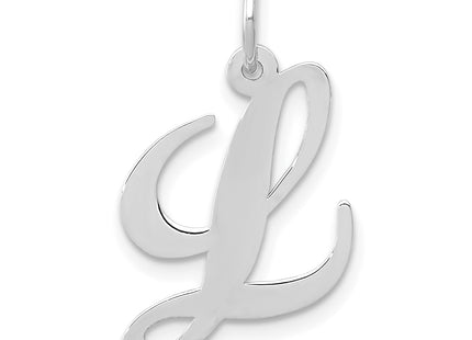 14k White Gold Medium Fancy Script Letter Initial Charm