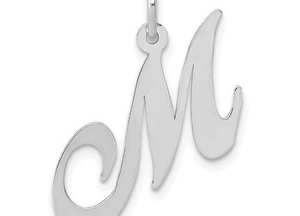 14k White Gold Medium Fancy Script Letter Initial Charm
