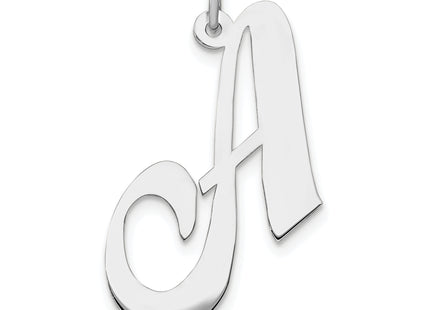 14k White Gold Large Fancy Script Letter Initial Charm