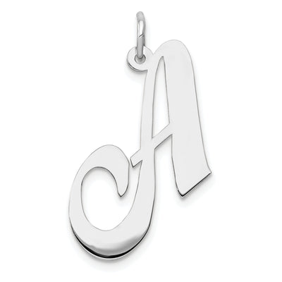 14K White Gold Large Fancy Script Letter Initial Charm