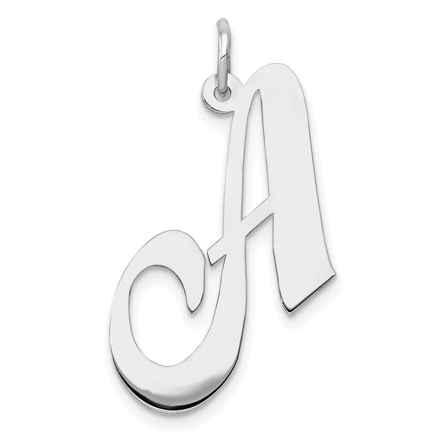 14k White Gold Large Fancy Script Letter Initial Charm