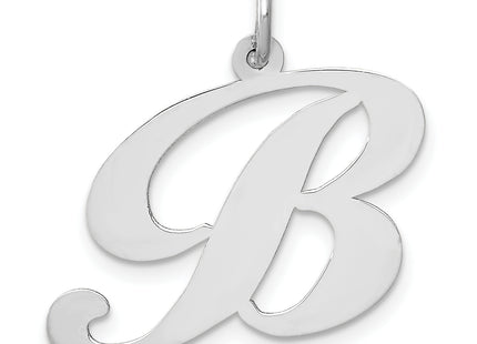 14k White Gold Large Fancy Script Letter Initial Charm