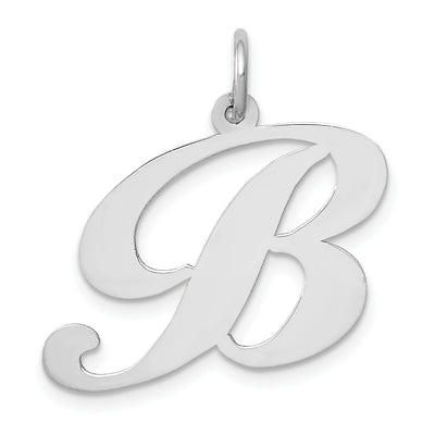 14K White Gold Large Fancy Script Letter Initial Charm