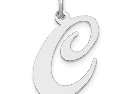 14k White Gold Large Fancy Script Letter Initial Charm