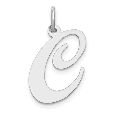 14K White Gold Large Fancy Script Letter Initial Charm