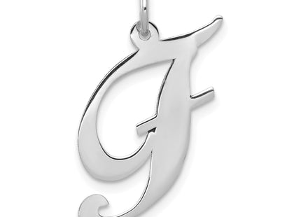 14k White Gold Large Fancy Script Letter Initial Charm