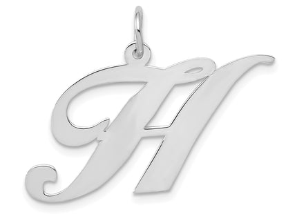 14k White Gold Large Fancy Script Letter Initial Charm