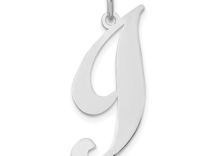 14k White Gold Large Fancy Script Letter Initial Charm