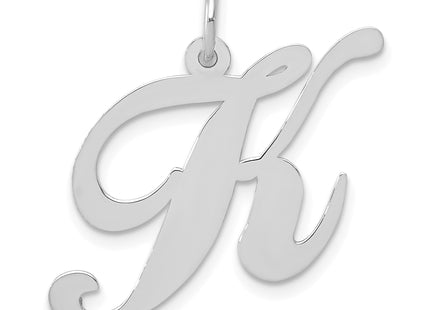 14k White Gold Large Fancy Script Letter Initial Charm