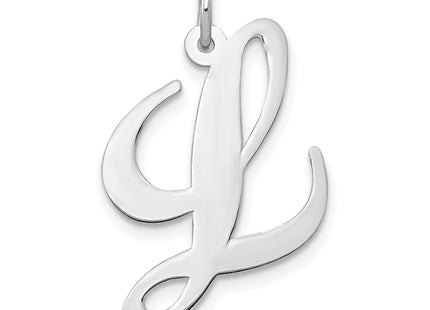 14k White Gold Large Fancy Script Letter Initial Charm