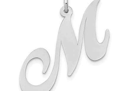 14k White Gold Large Fancy Script Letter Initial Charm