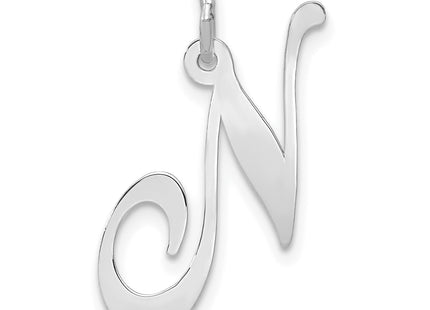 14k White Gold Large Fancy Script Letter Initial Charm