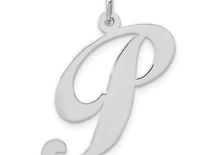 14k White Gold Large Fancy Script Letter Initial Charm