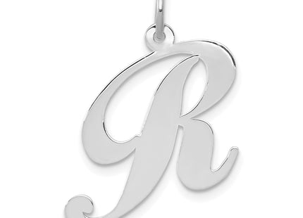 14k White Gold Large Fancy Script Letter Initial Charm