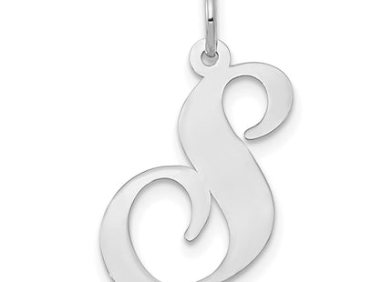 14k White Gold Large Fancy Script Letter Initial Charm